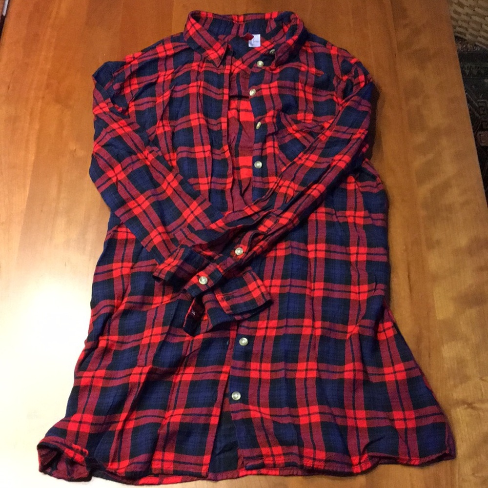 Flannel tunic button up shirt